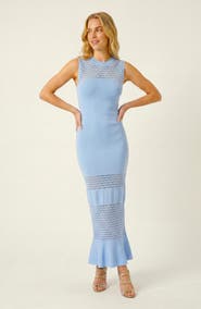 Modenaire Sleeveless Mesh Detail Knit Dress
