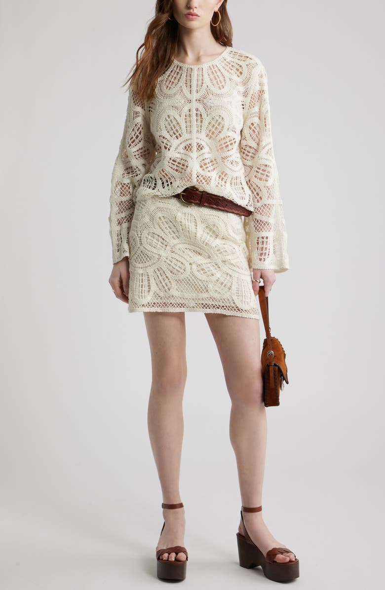 Treasure & Bond Crochet Miniskirt, Alternate, color, Ivory Dove