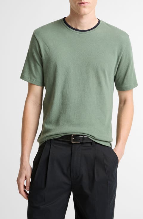 Loose Knit Double Collar Crewneck T-Shirt