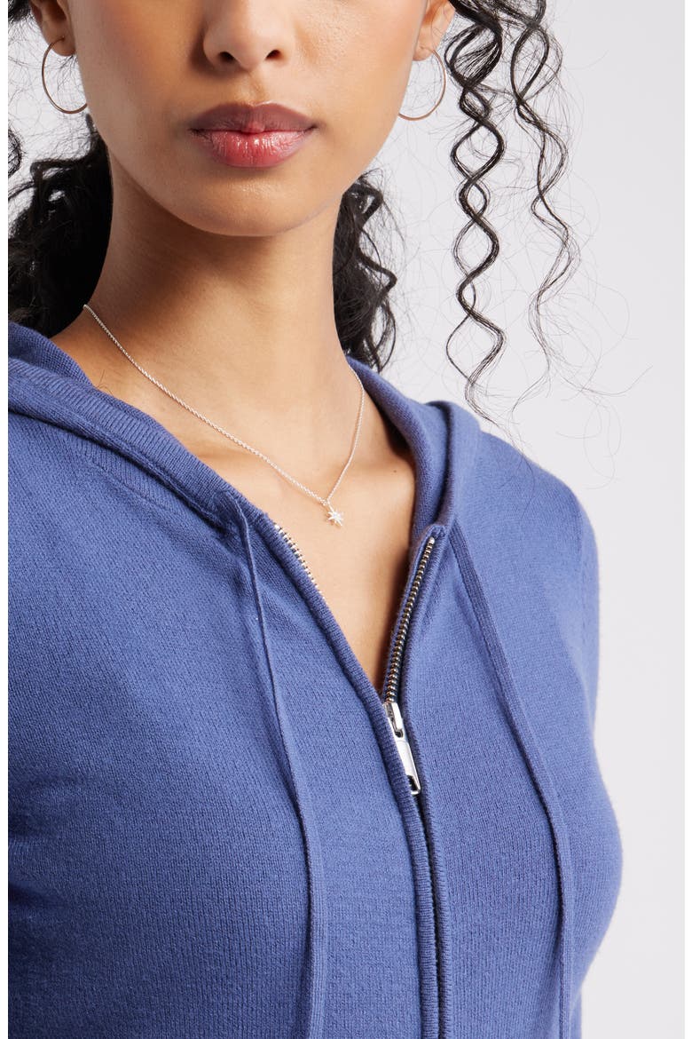 Fitted Cotton Blend Hoodie, Alternate, color, BLUE INDIGO