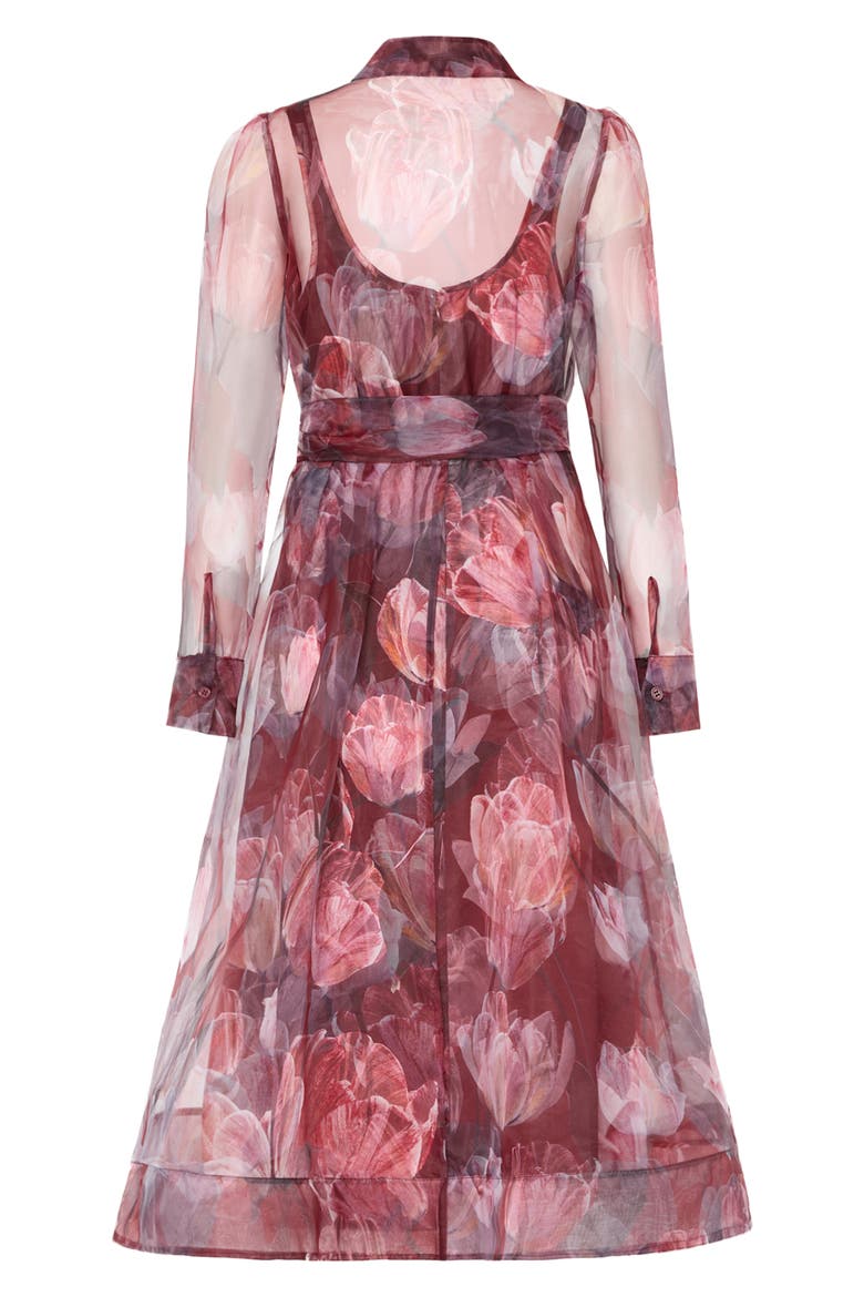 Suzie Floral Long Sleeve Midi Dress, Alternate, color, RED MULTI