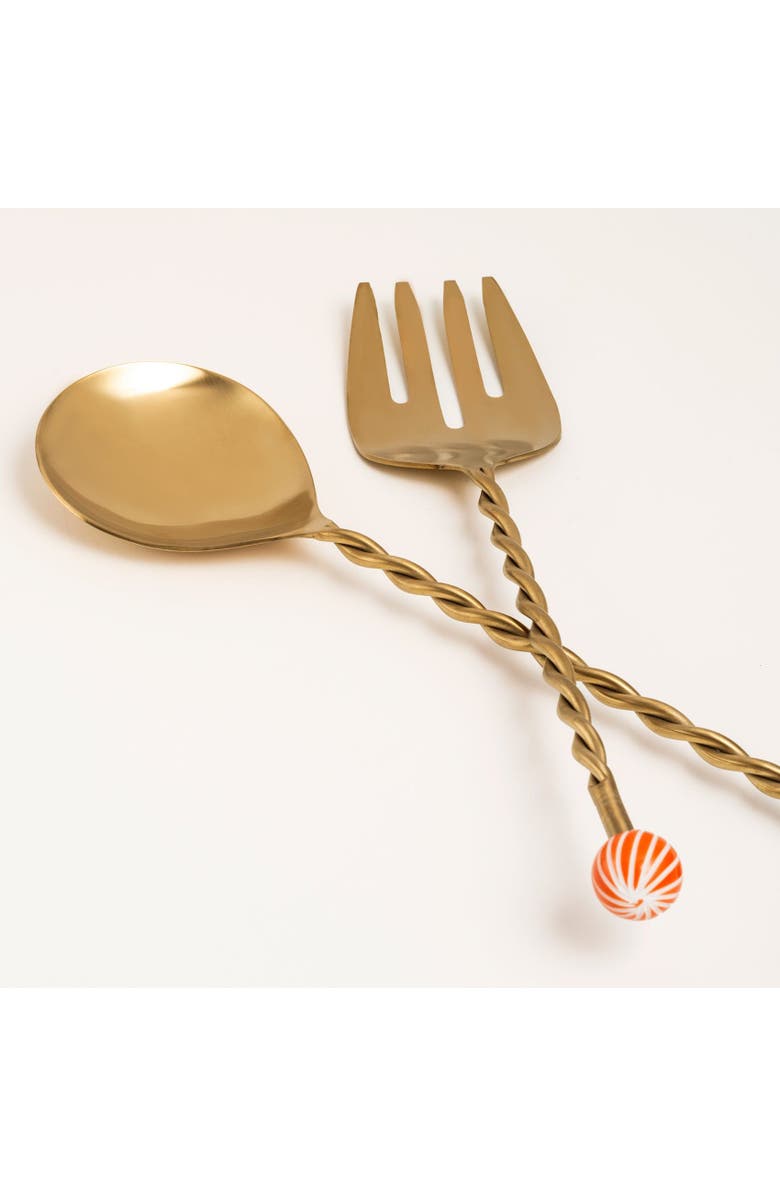 Zsa Zsa Zsu Rampur Set Of 2 Steel Salad Serving Cheerland, Alternate, color, Gold