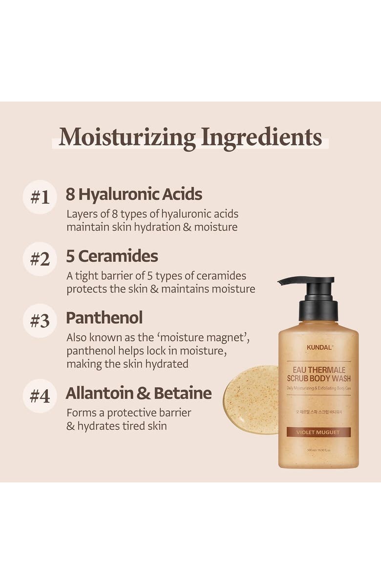 KUNDAL Eau Thermale Scrub Body Wash Cozy Darjeeling 2 Pack, Alternate, color, Brown