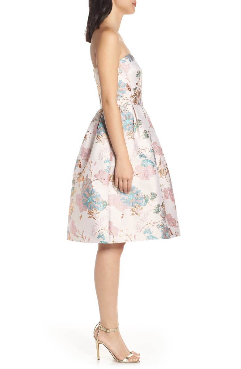 Chi Chi London Haven Strapless Jacquard Party Dress, Alternate, color,