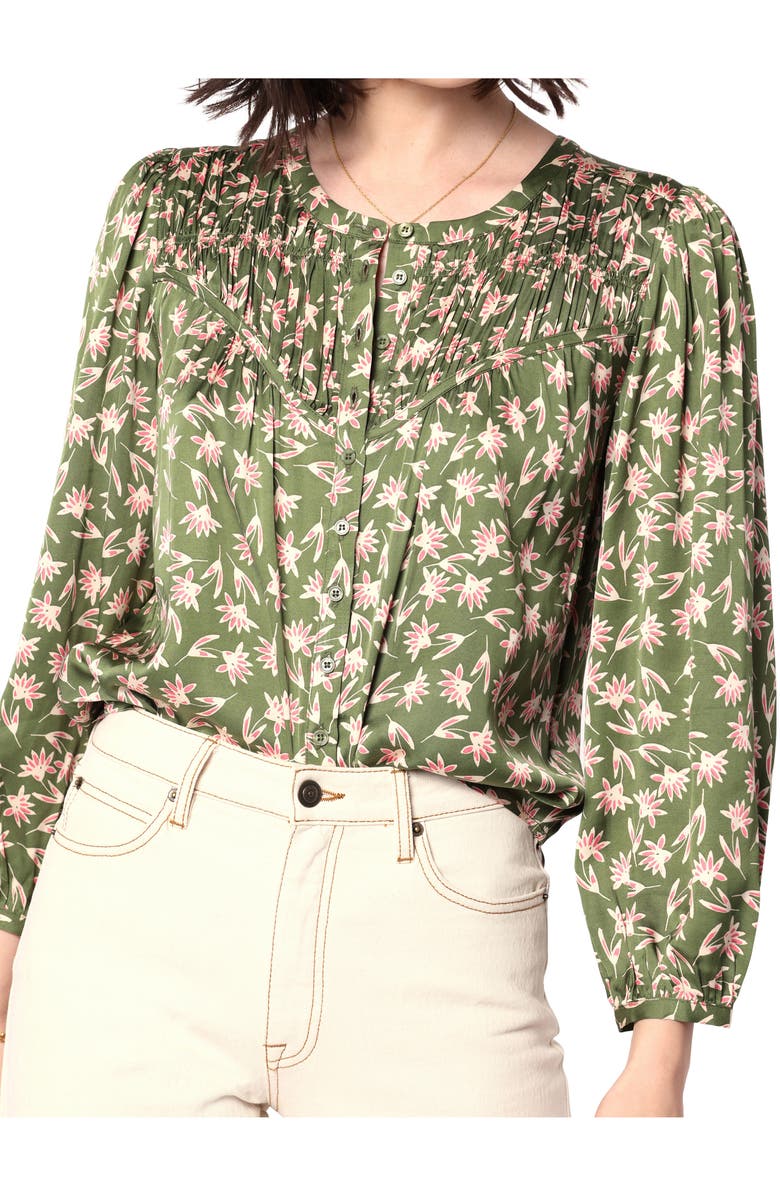 Joie Fanning Floral Print Lace-Up Blouse, Alternate, color,