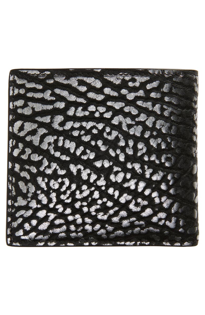 McQueen Leopard Embossed Leather Bifold Wallet, Alternate, color, 
