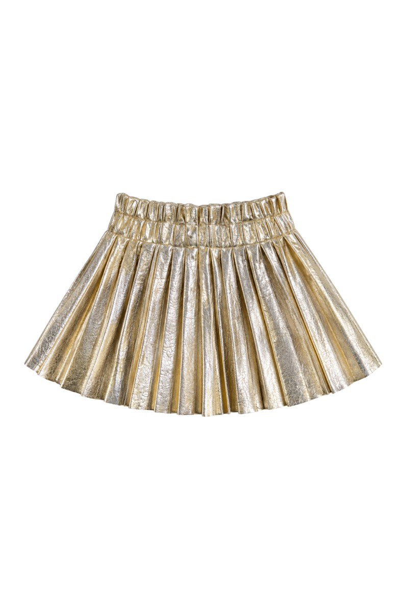Foil Pleated Skirt, Main, color, Gold