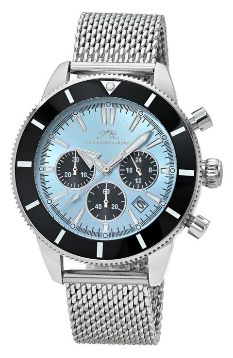 Brandon Chronograph Mesh Strap Watch, 44mm