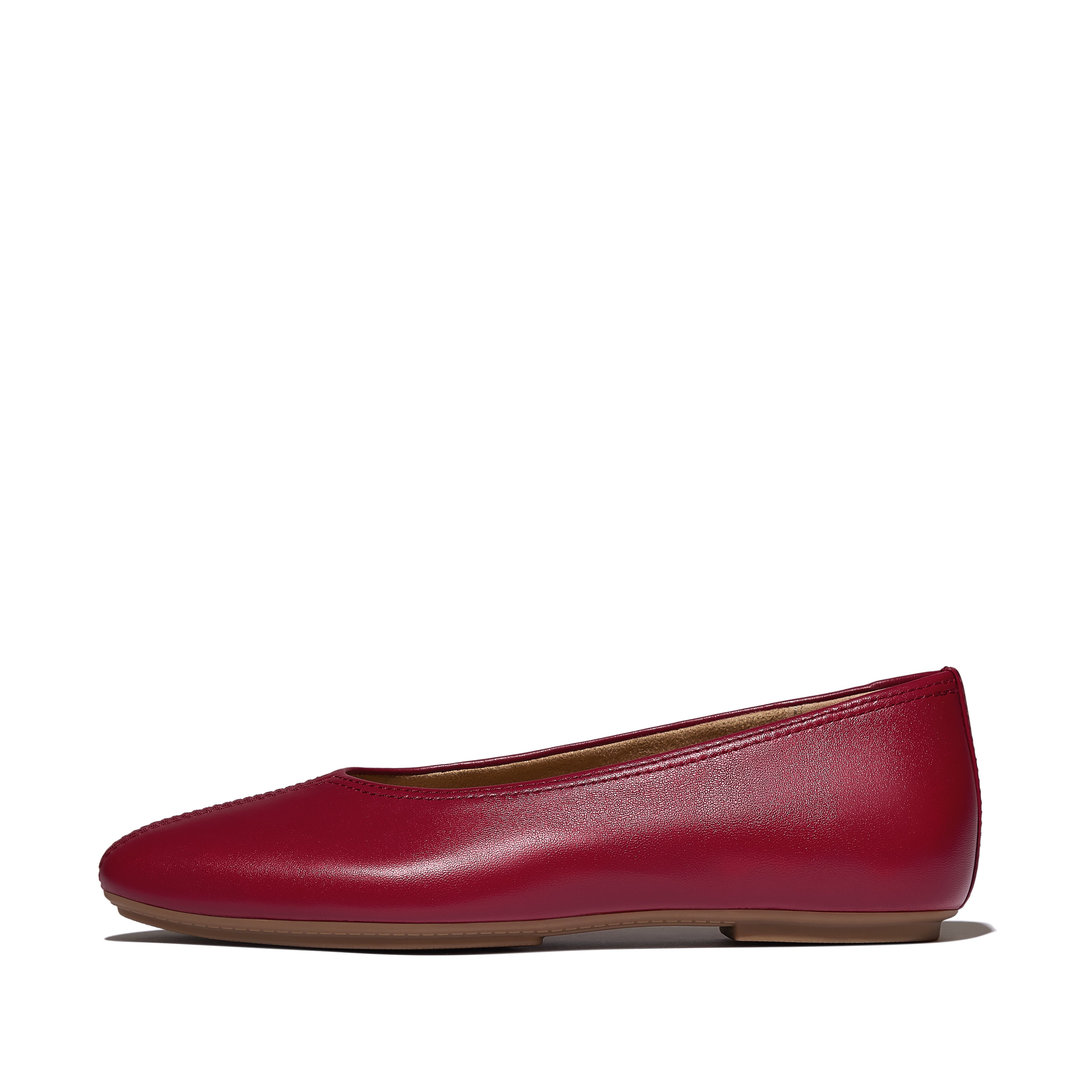 Delicato High Cut Soft Leather Ballet Flats, Alternate, color, Burnt Berry
