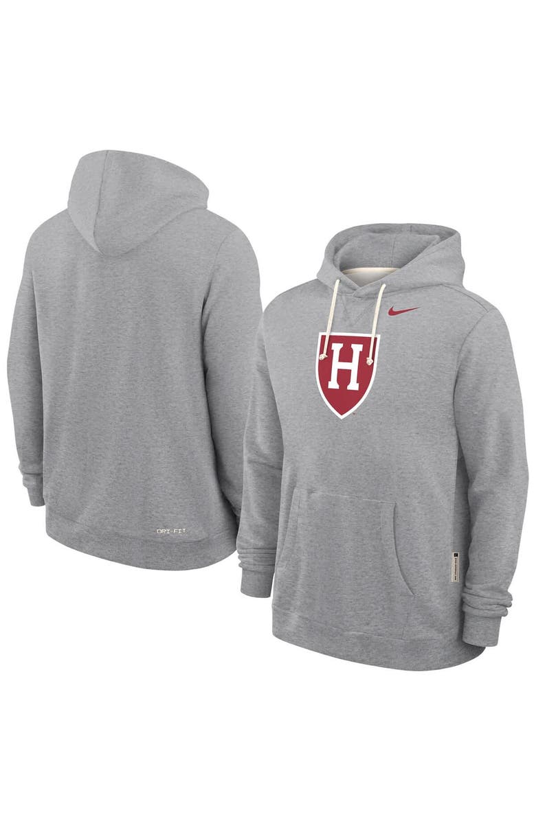Nike Men's Nike Heather Gray Harvard Crimson 2025 Sideline Standard Issue Dri-FIT Hoodie, Main, color, 