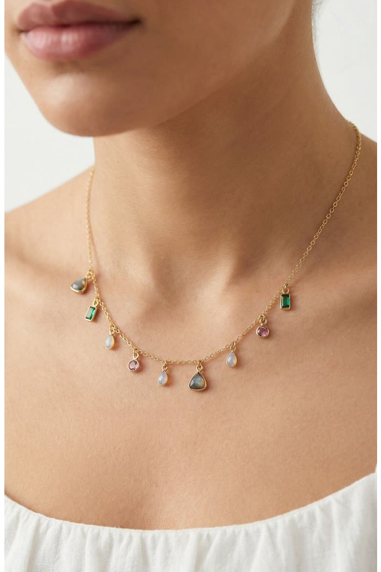 Candy Gem Rainbow Gemstone Necklace, Alternate, color, Pink