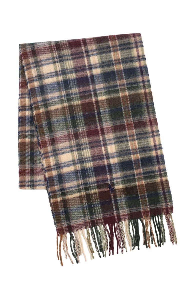 Polo Ralph Lauren Cashmere Blend Plaid Scarf, Main, color, Green Multi