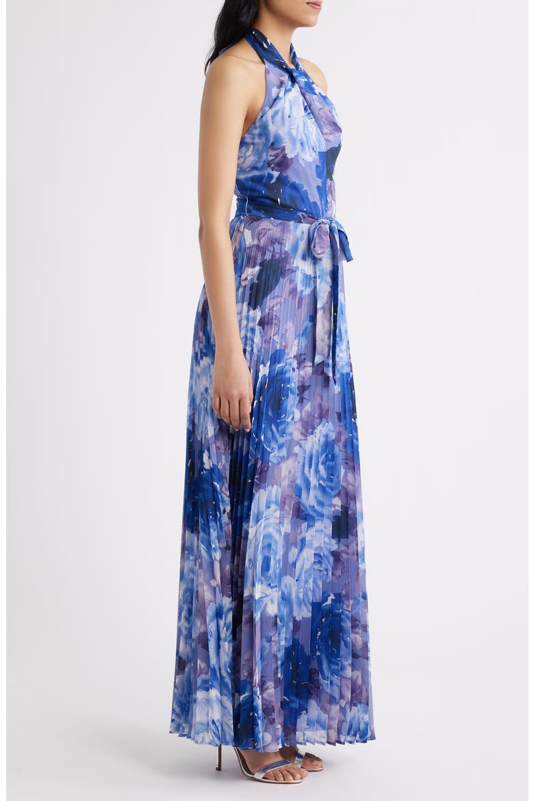 Floral Chiffon Halter Dress, Alternate, color, PURPLE MULTI