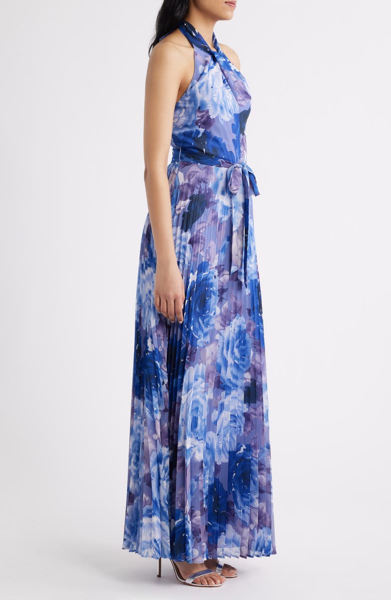 Julia Jordan Floral Chiffon Halter Dress, Alternate, color, Purple Multi