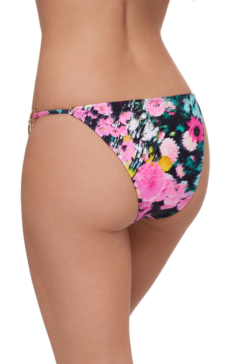 Steve Madden Ring Bikini Bottoms, Alternate, color, Black/ Pink Multi