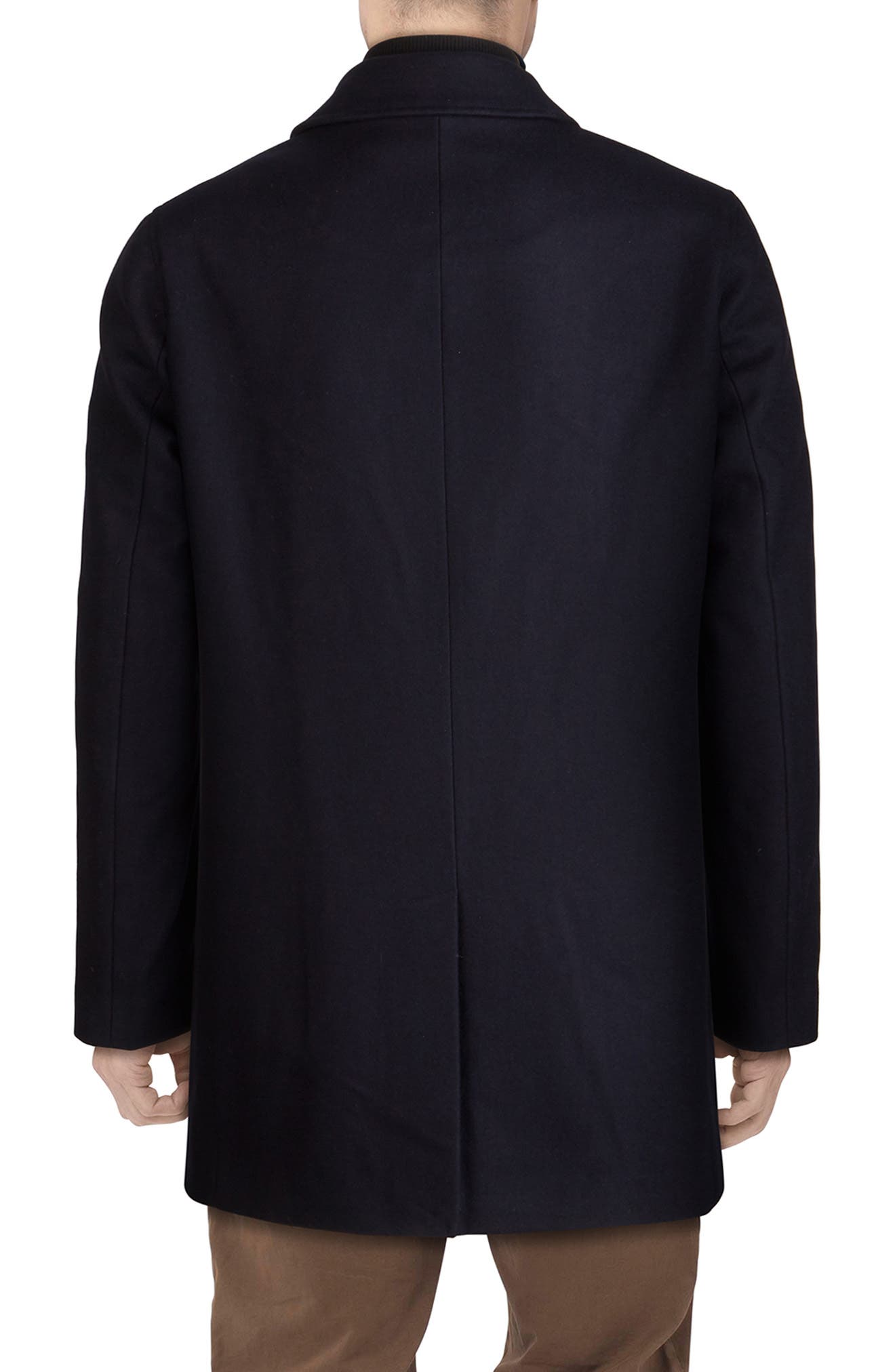 Wool Blend Topcoat with Inset Knit Bib - image 2