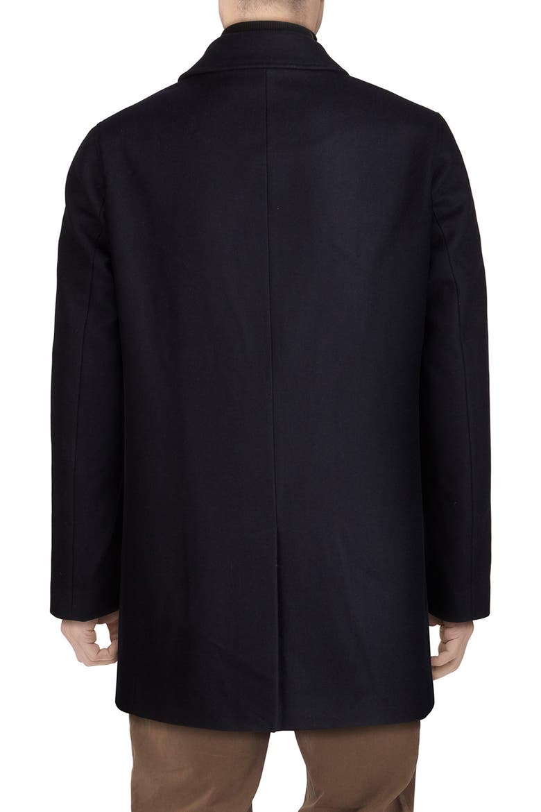 Wool Blend Topcoat with Inset Knit Bib, Alternate, color, NAVY
