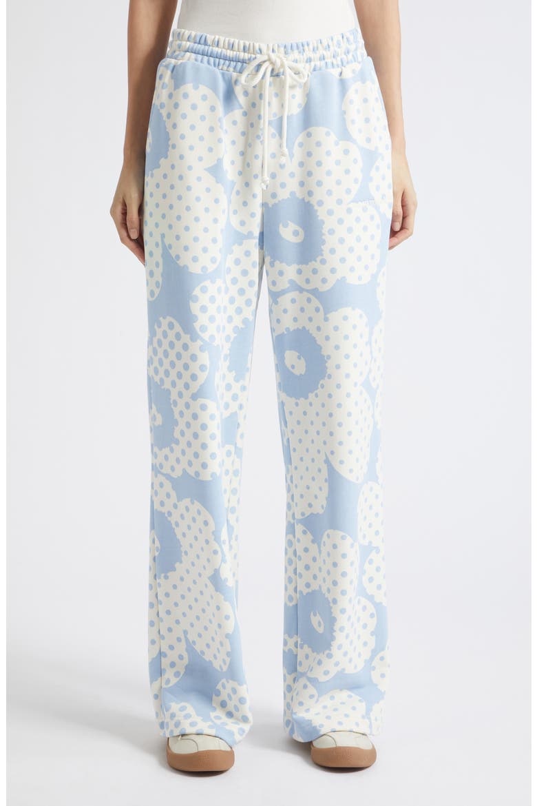 Varet Uniko Kiski Flower Polka Dot Pants, Main, color, LIGHT BLUE OFF WHITE