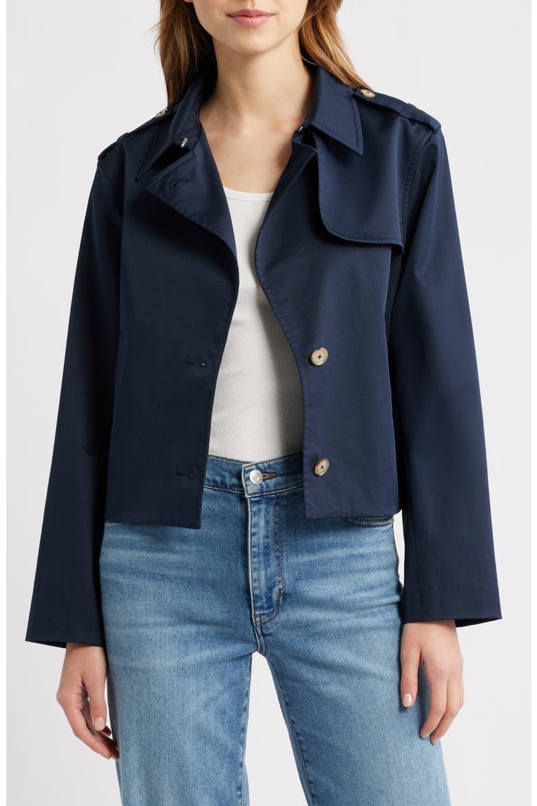 Short Trench Jacket, Main, color, NAVY