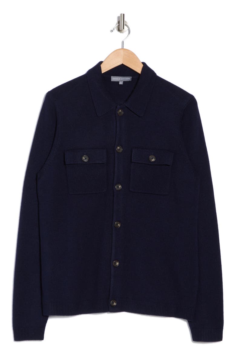 Knit Long Sleeve Button-Up Shirt, Alternate, color, NAVY