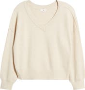 BP. Seamed Oversize V-Neck Rib Sweater