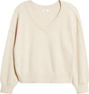 BP. Seamed Oversize V-Neck Rib Sweater