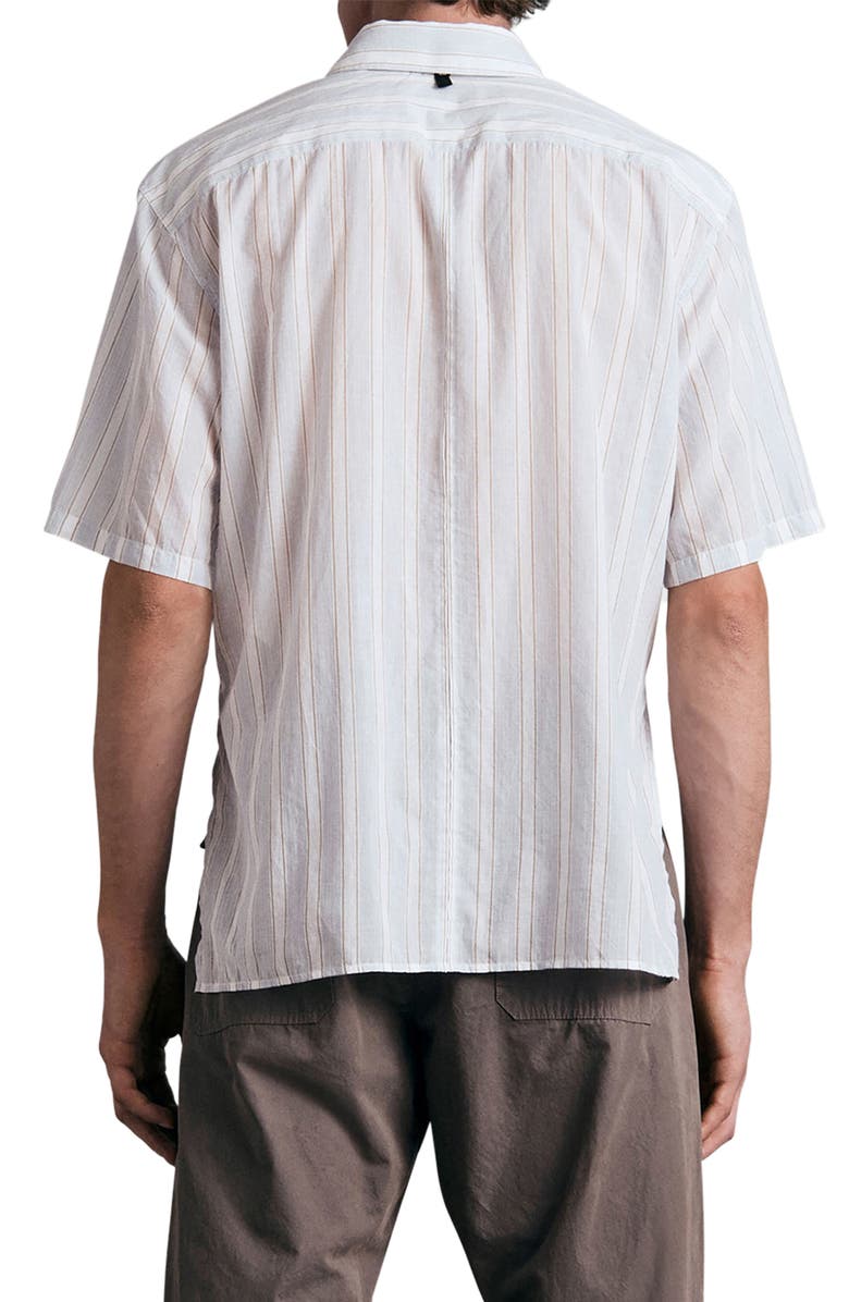 rag & bone Dalton Stripe Short Sleeve Button-Up Shirt, Alternate, color, Blustripe