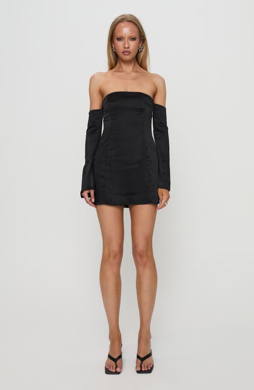 PRINCESS POLLY PRINCESS POLLY AMALEA OFF THE SHOULDER LONG SLEEVE SATIN MINIDRESS 