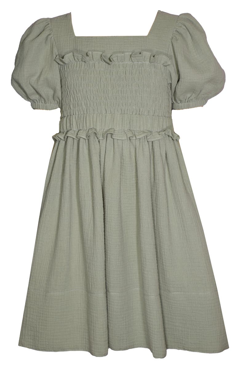 Iris & Ivy Kids' Smocked Puff Sleeve Cotton Gauze Dress, Main, color, 