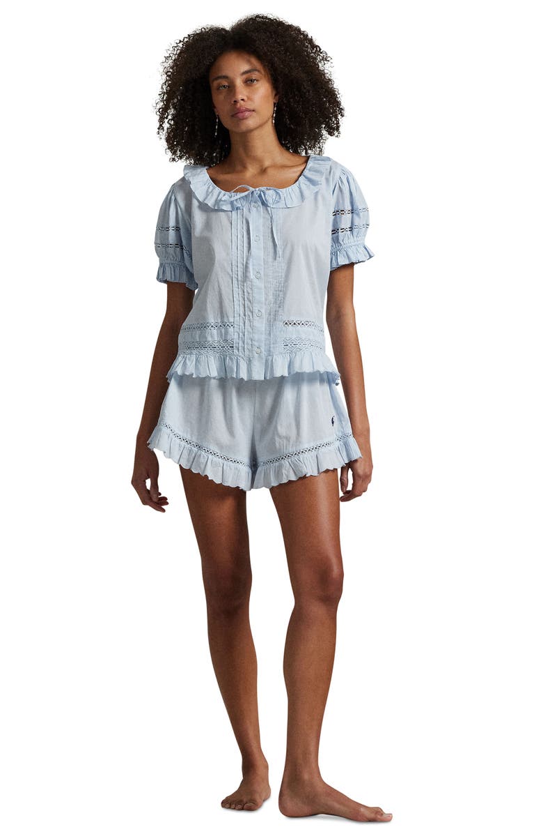 Polo Ralph Lauren Lace Detail Cotton Short Pajamas, Alternate, color,