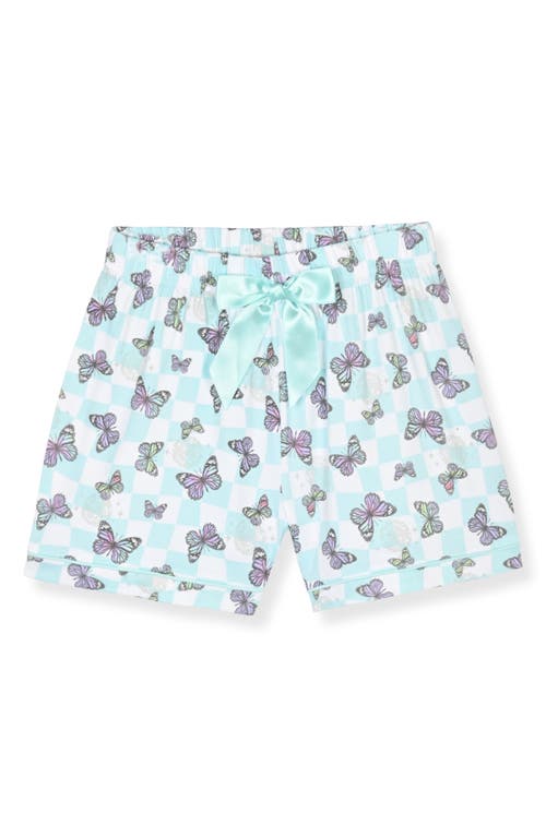Cloud Nine Two-piece Short Pajamas & Scrunchie Set In Turquoise
