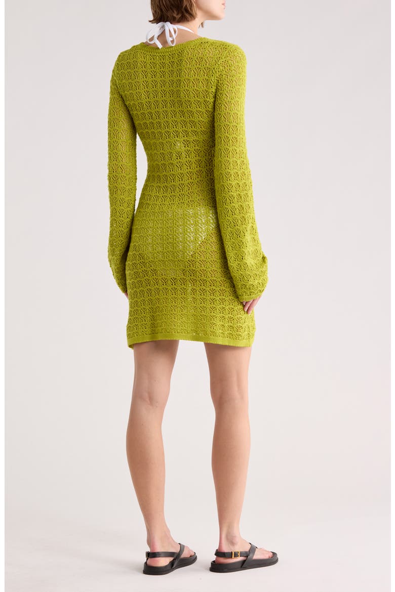 Crochet Long Sleeve Cover-Up Dress, Alternate, color, OLIVE CITRON