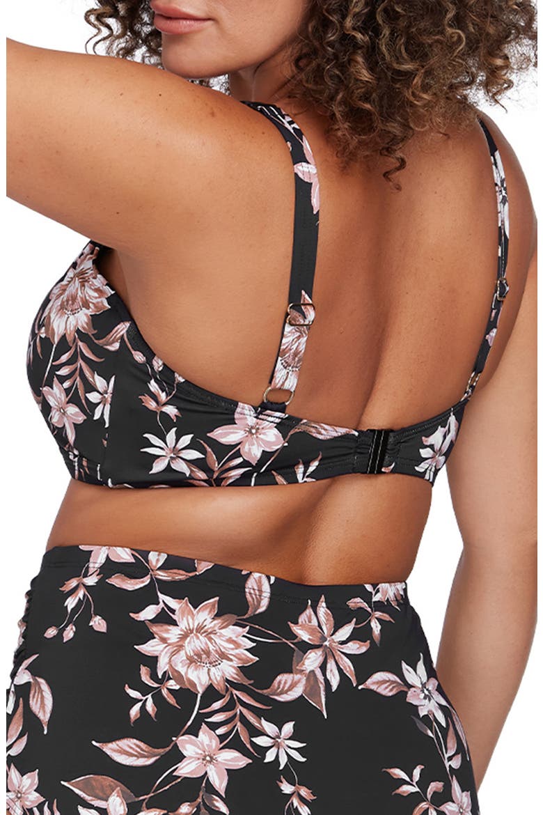 Raphael Cross Front Floral E- & F-Cup Bikini Top, Alternate, color, BLACK