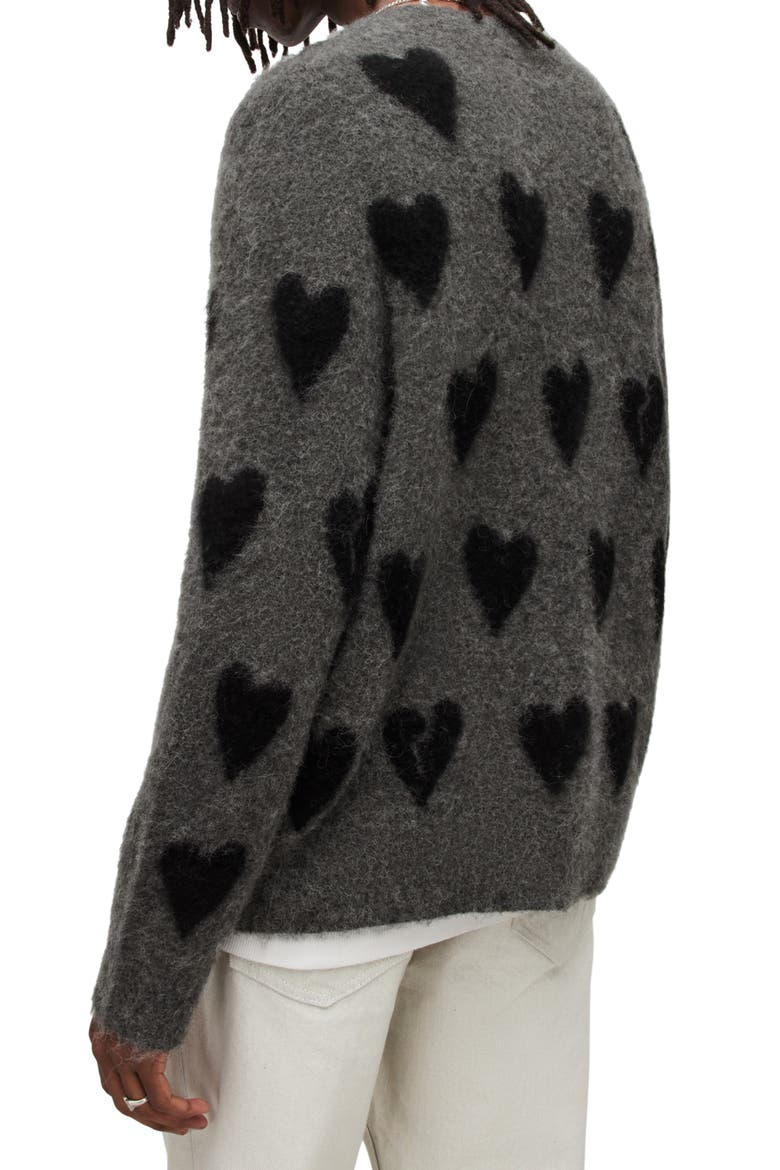Amore Heart Crewneck Sweater, Alternate, color, CHARCOAL/ BLACK
