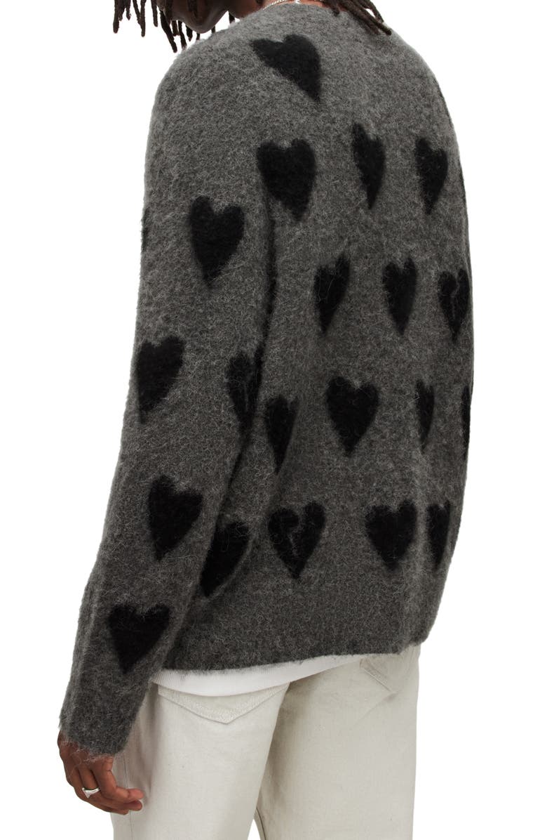 AllSaints Amore Heart Crewneck Sweater, Alternate, color,