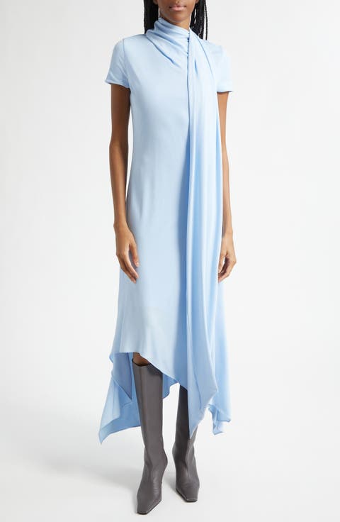 Duny Asymmetric Crepe Midi Dress