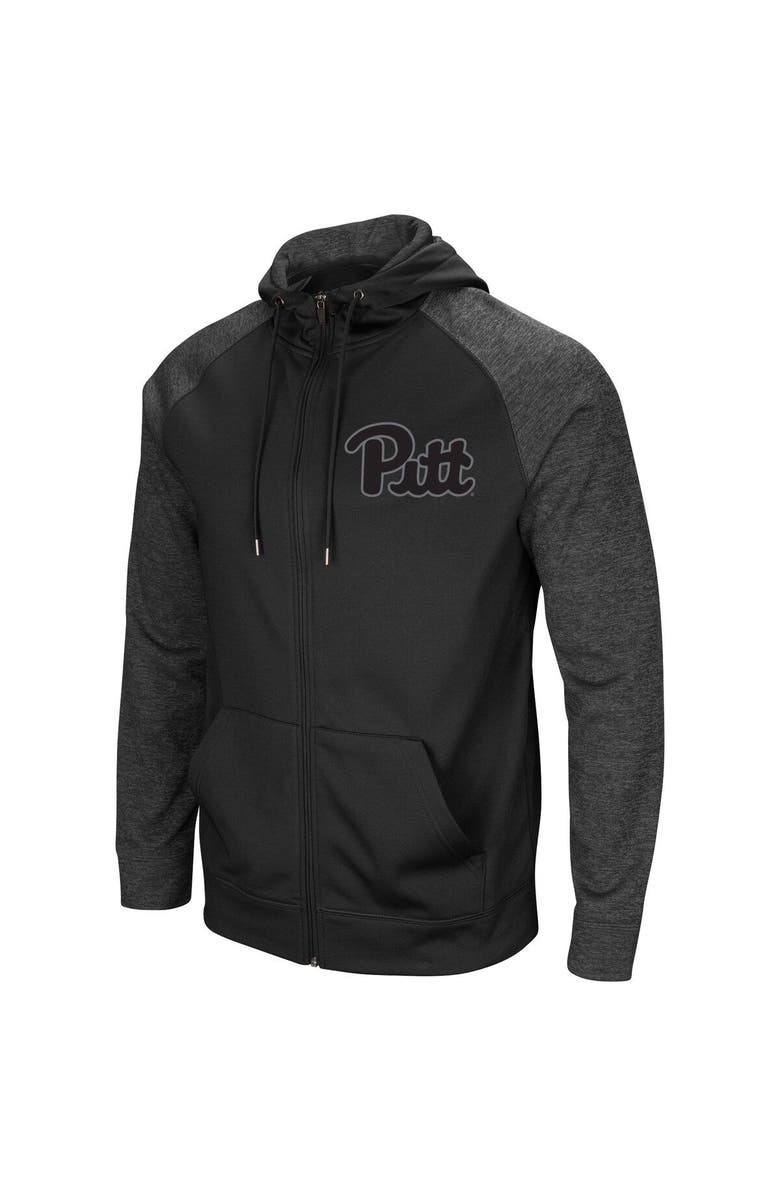 COLOSSEUM Men's Colosseum Black Pitt Panthers Blackout 3.0 Tonal Raglan Full-Zip Hoodie, Alternate, color, Black