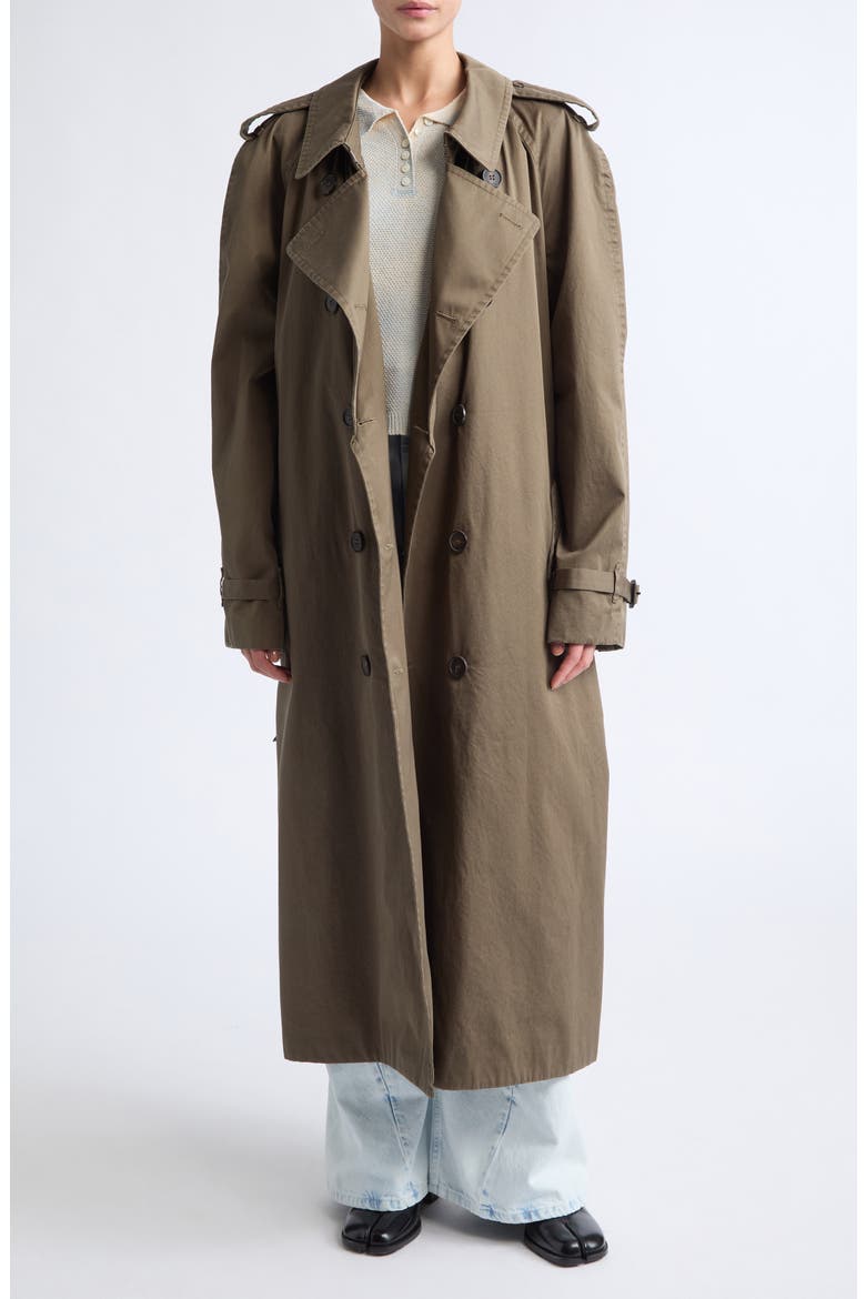 Double Breasted Trench Coat, Main, color, MILITARY GREEN