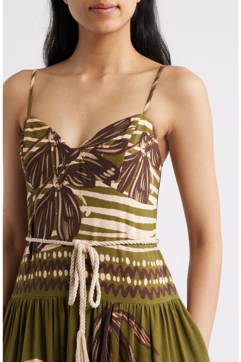 Floral Embroidery Sleeveless Midi Dress, Alternate, color, GREEN MULTI