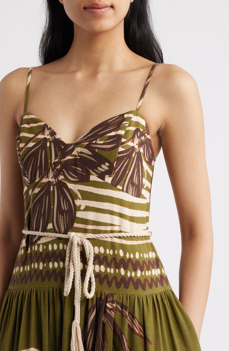 Julia Jordan Floral Embroidery Sleeveless Midi Dress, Alternate, color, Green Multi