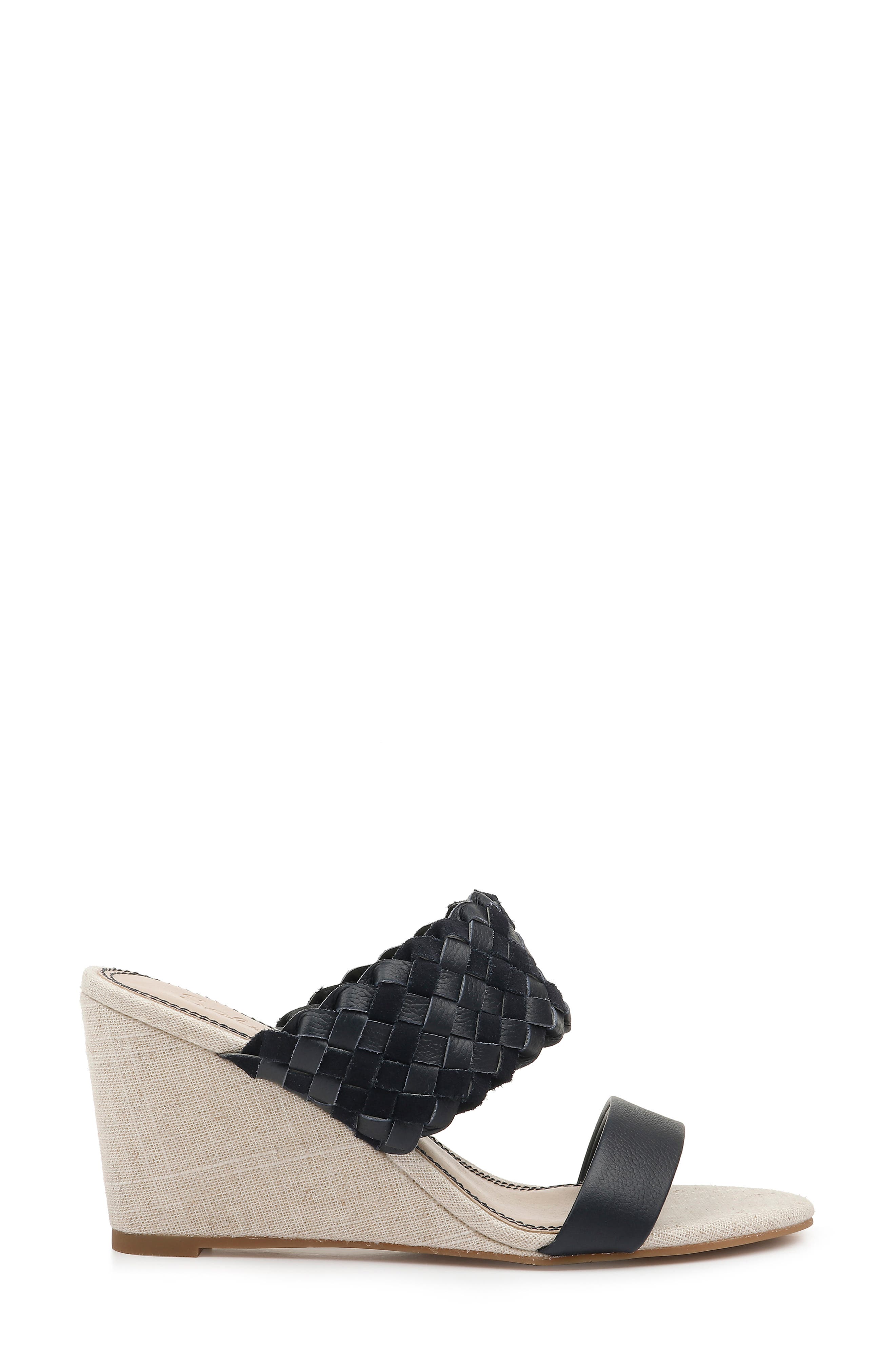 Maggie Wedge Slide Sandal, Alternate, color, NAVY LEATHER