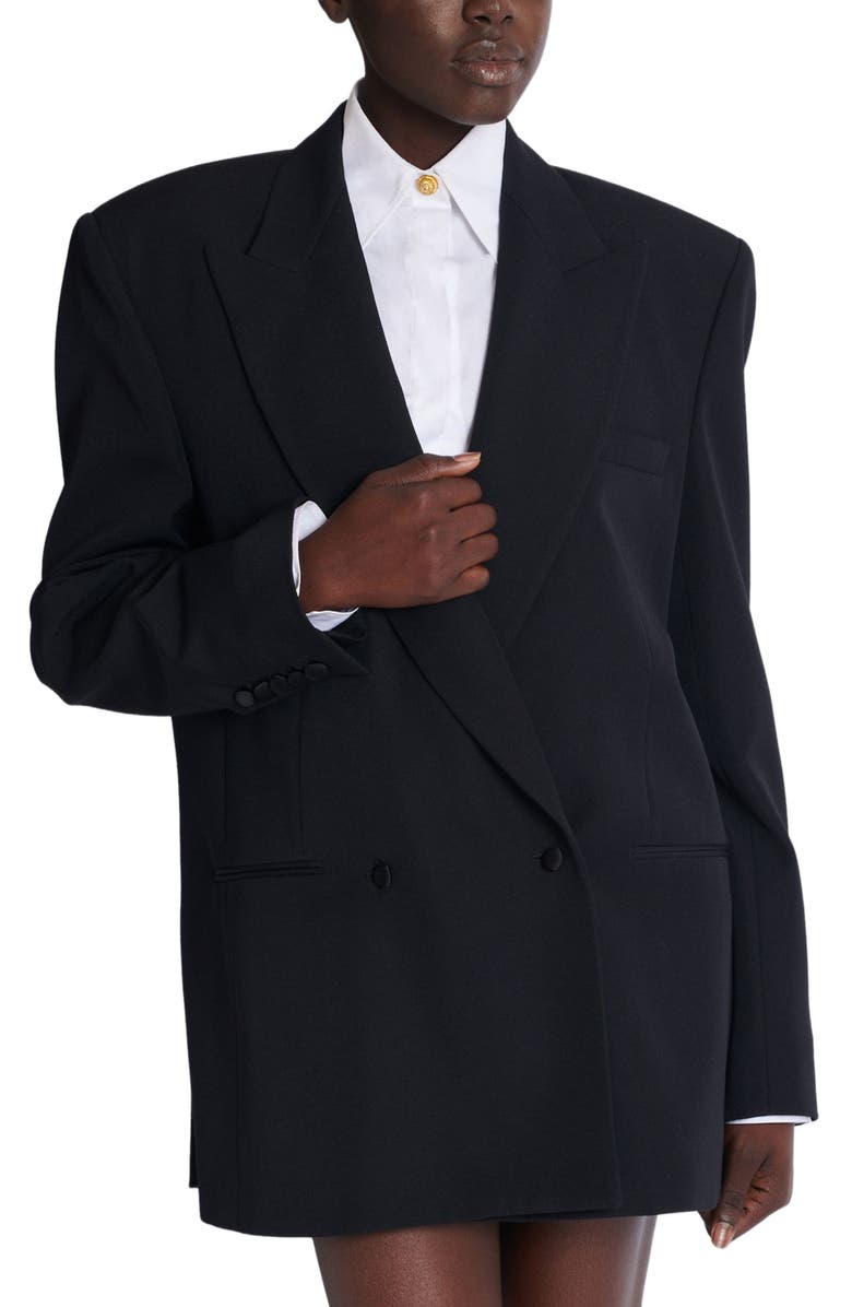 Balmain Oversized grain de poudre jacket, Alternate, color, Black