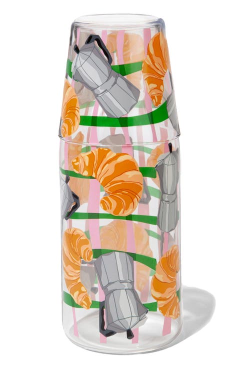 Good Morning Painted Glass Jar & Cup Set