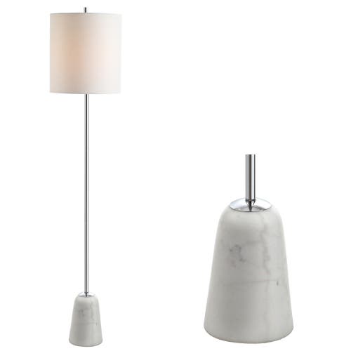 Jonathan Y Lincoln 62.5" Marble/metal Led Floor Lamp In Chrome
