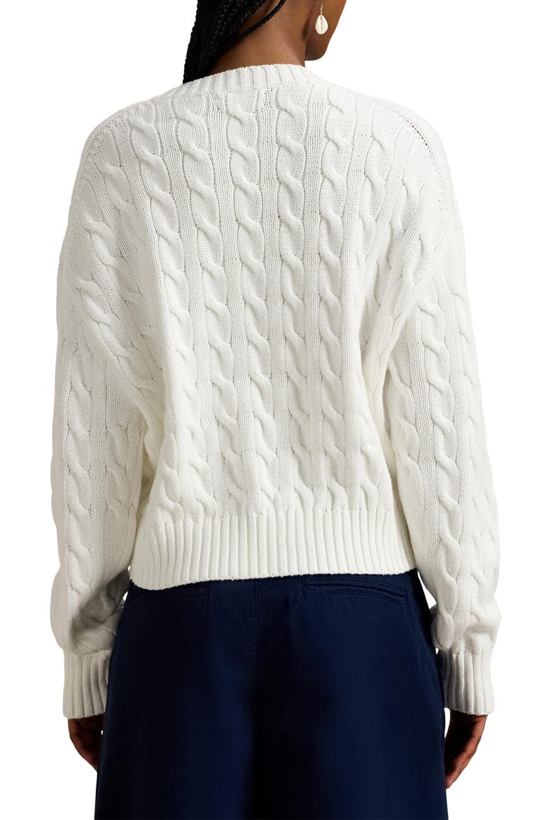 Cable Knit Crewneck Sweater, Alternate, color, WHITE