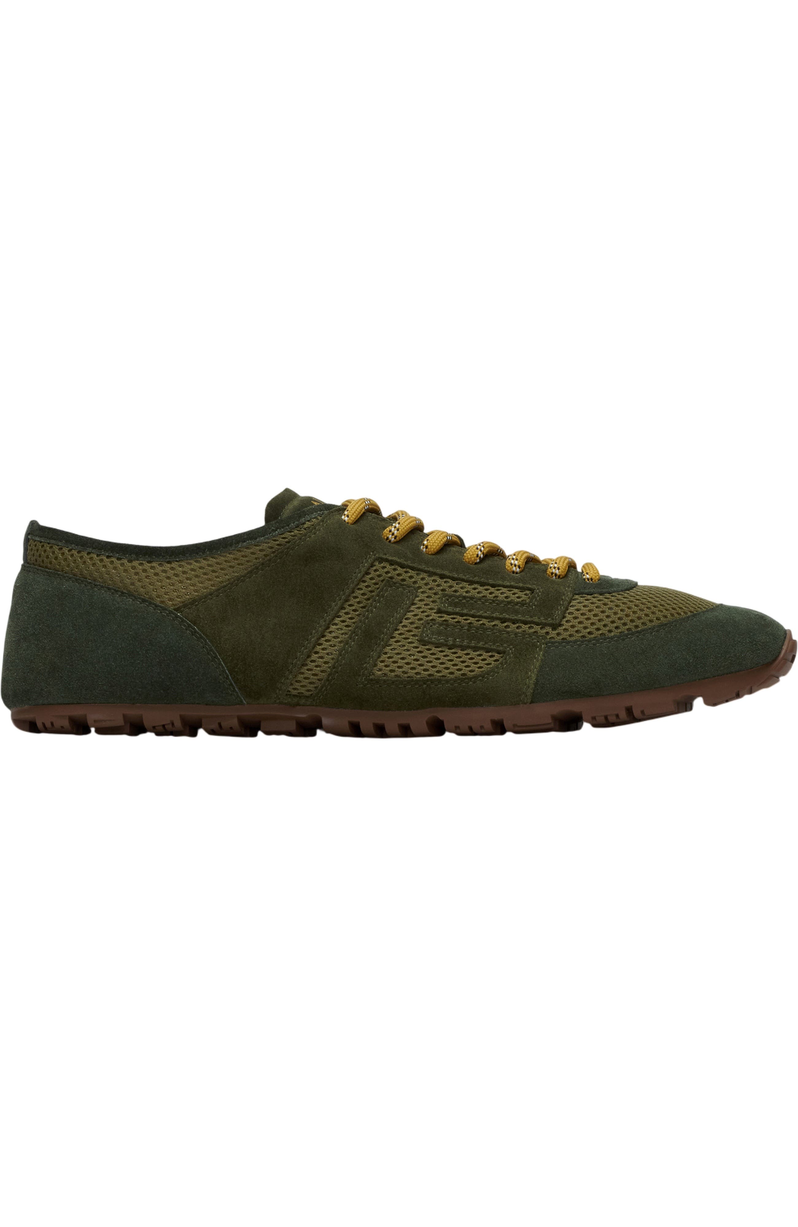 Racer 45 trainers in mesh and suede leather, Alternate, color, khaki