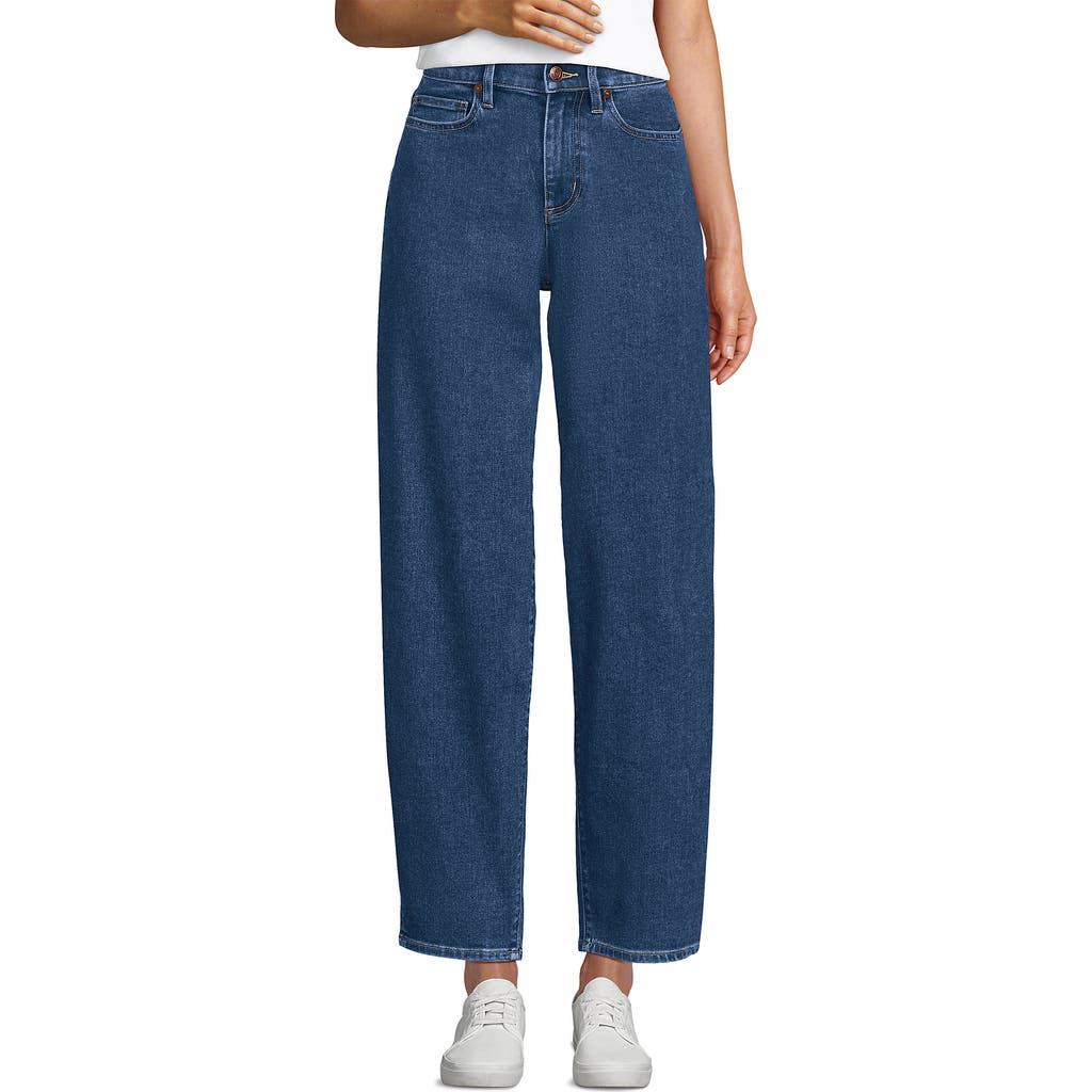Lands' End Recover High Rise Barrel Leg Ankle Jeans In Crawford Wash