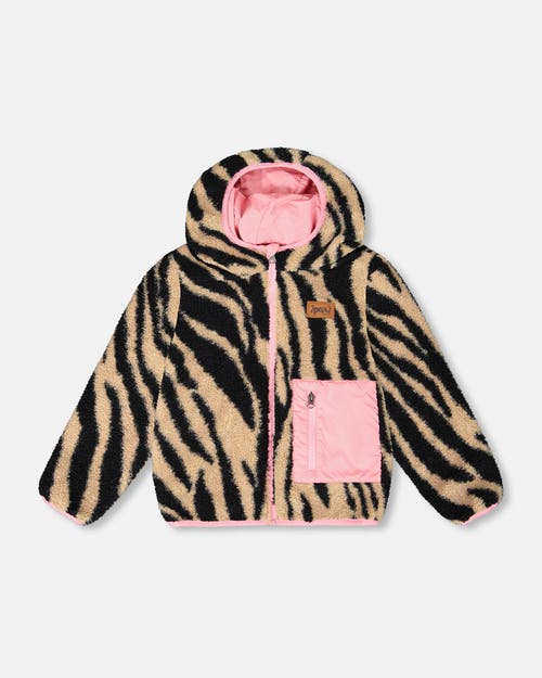 Deux Par Deux Reversible Mid-season Jacket Zebra In Neutral