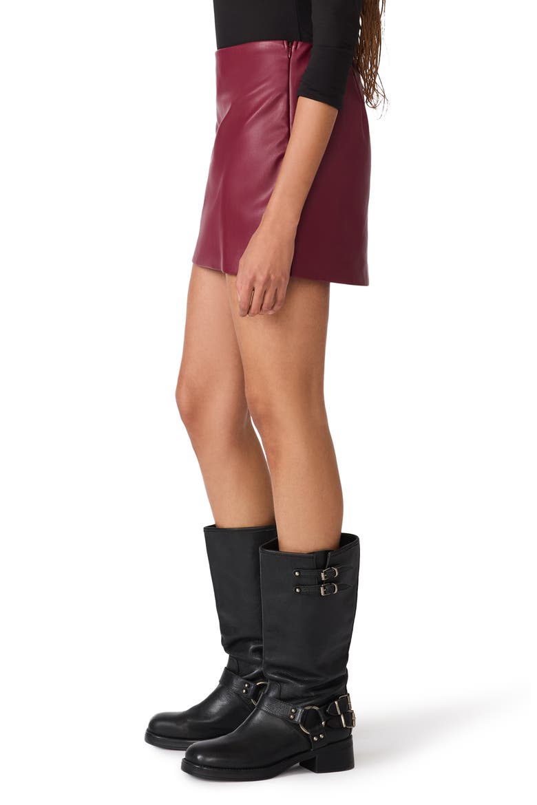 Cindi Faux Leather Miniskirt, Alternate, color, CORDOVAN