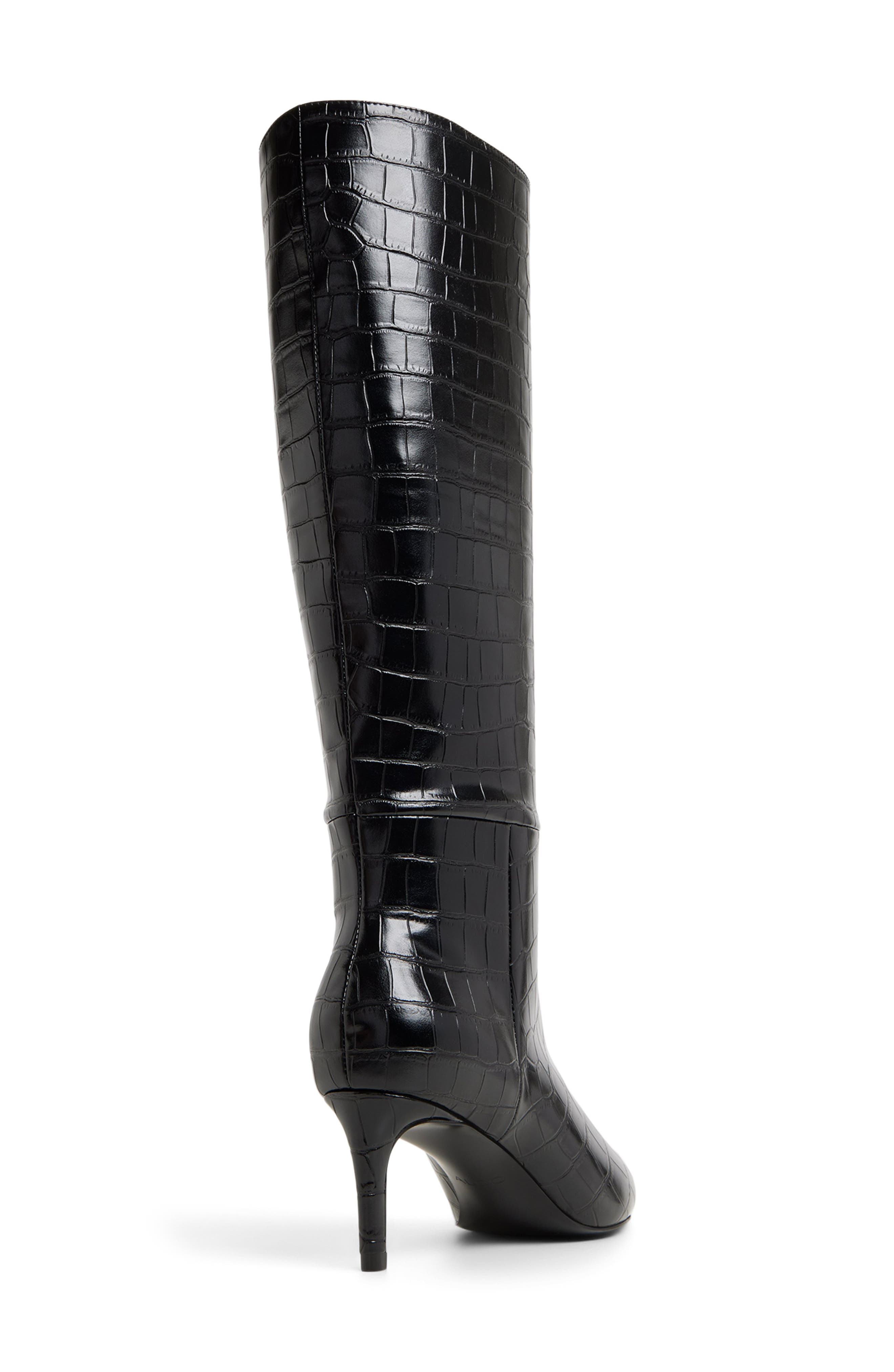 ALDO Heathher Pointed Toe Knee High Boot, Alternate, color, Open Black